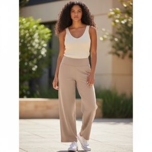 Kiragrace Yoga Beige Wide-Leg Women's Pants, Super Soft